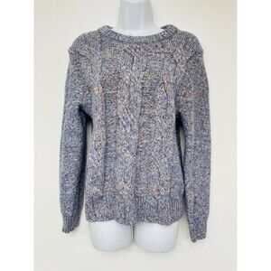 Women's Crewneck Cable Knit Pullover Sweater - A New Day Blue XS B10